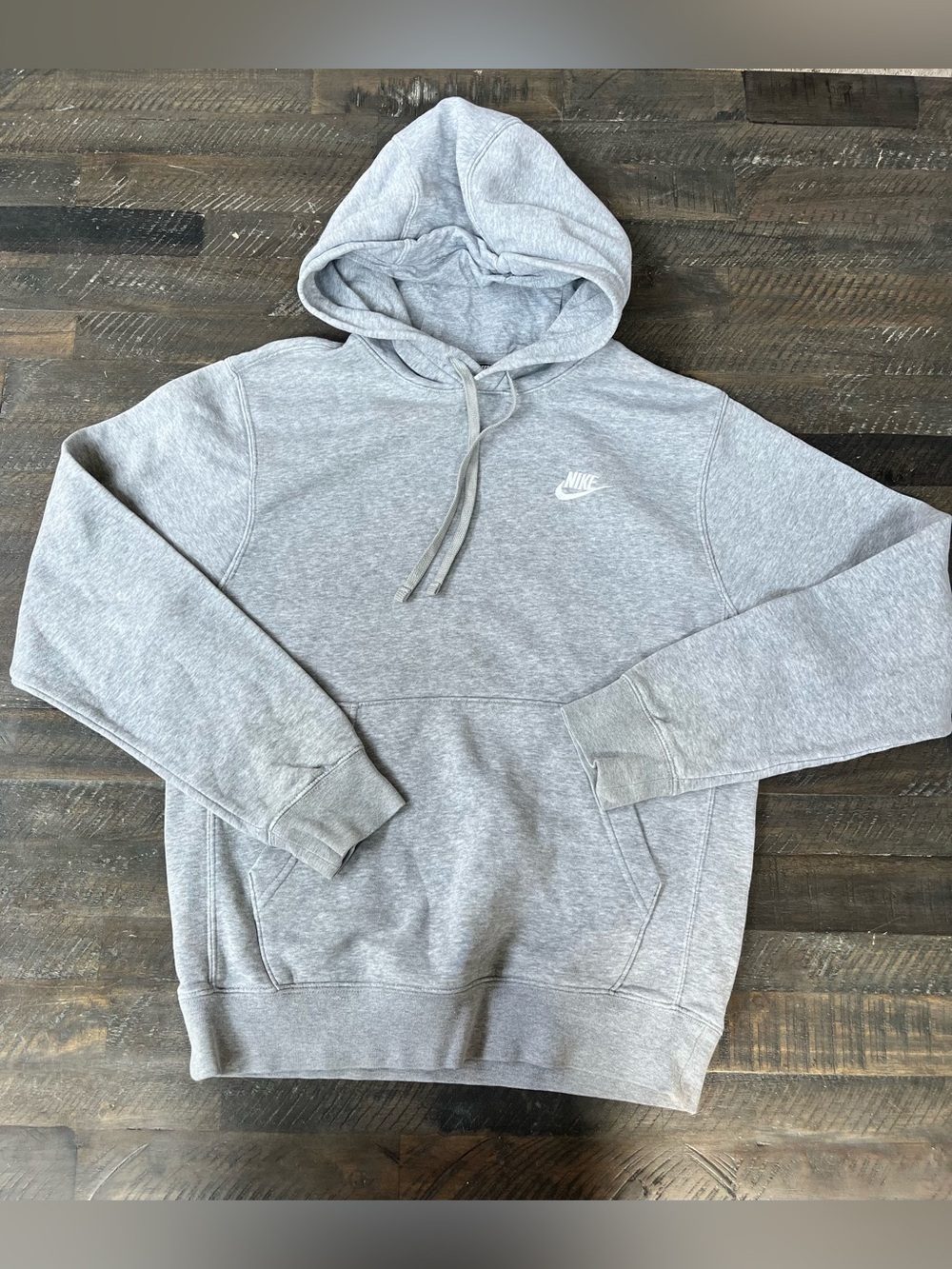 Nike Club Fleece Hoodie Sweatshirt Mens XS Gray Pullover Swoosh Logo Pocket